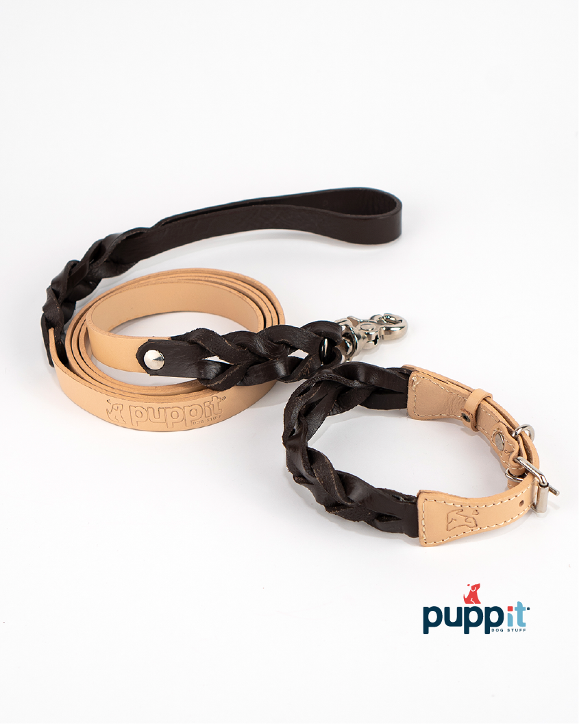 Set Correa & Collares Trenzado Natural
