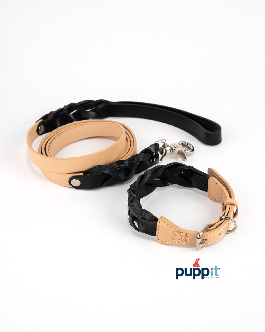 Set Correa & Collares Trenzado Natural