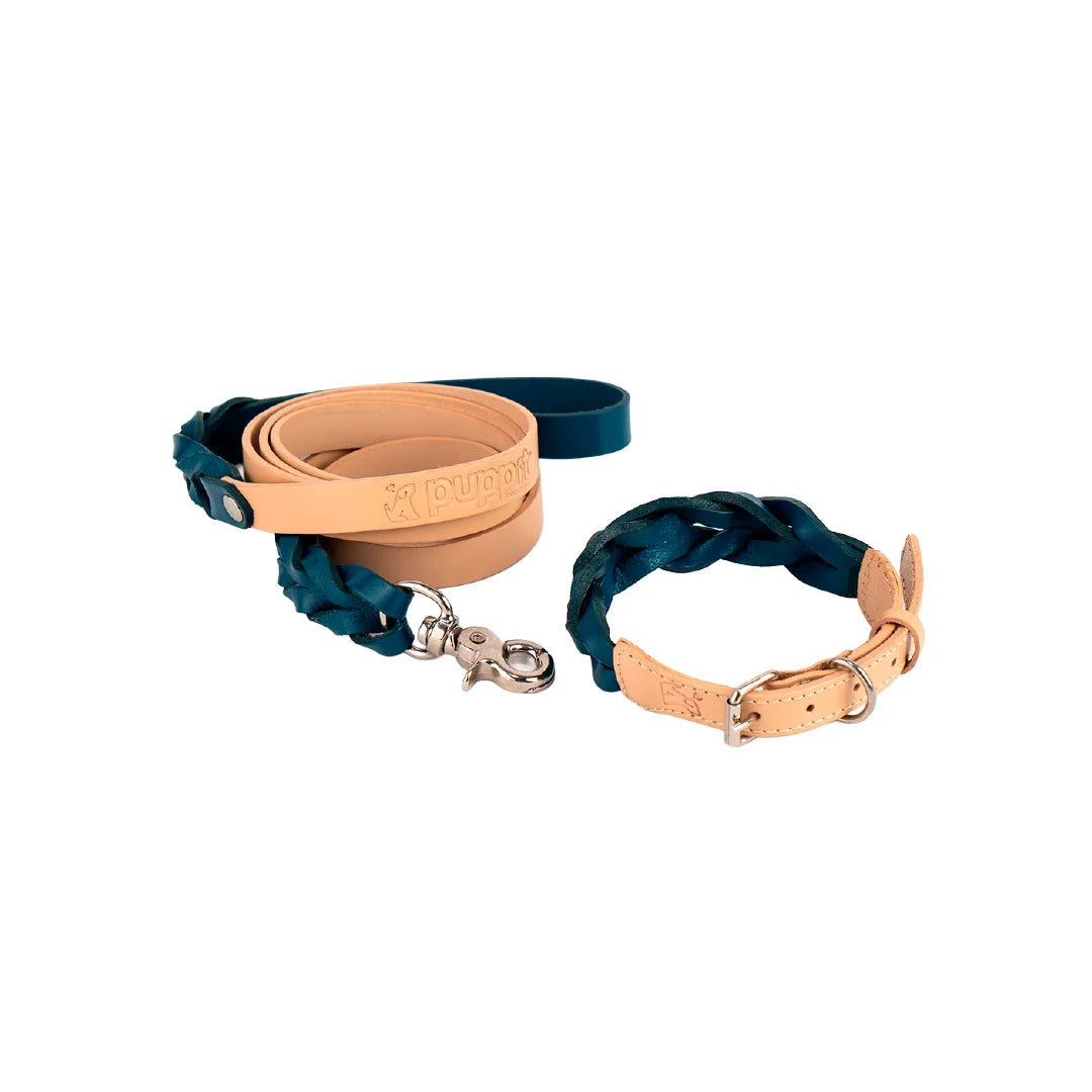 Set Correa & Collares Trenzado Natural
