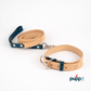 Smooth Natural/Blue Leash &amp; Collar Set