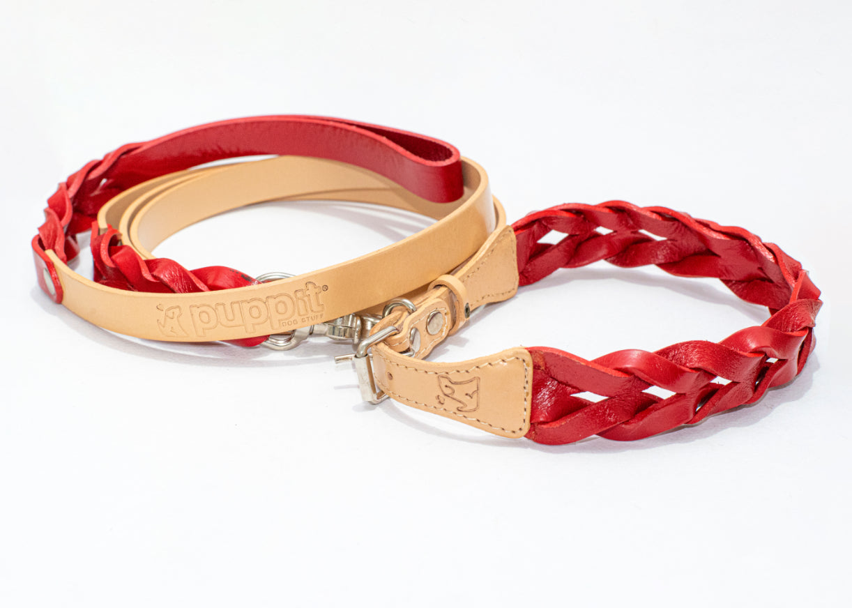 Natural/Red Braided Strap